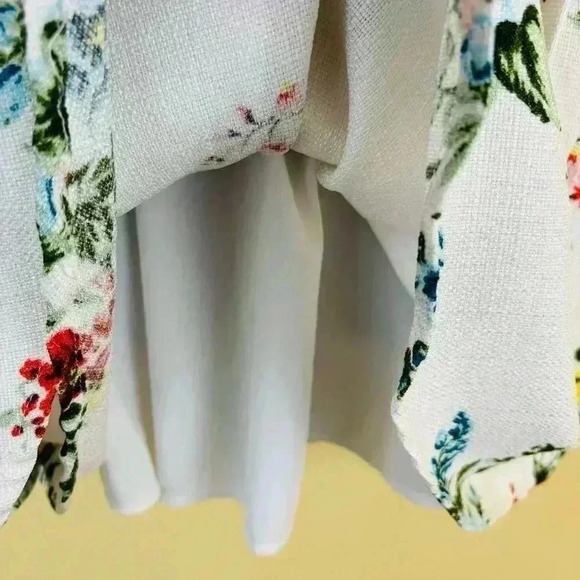 Altar’d State White Floral Plunge Neck Spaghetti Strap Tie Mini Dress Size L - Picture 9 of 16